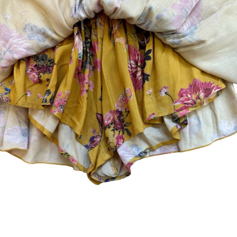 Blue Life Yellow Floral Smocked Waist Ballerina Romper sz XS NWT $180 - Picture 6 of 12